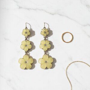 Vintage-inspired Floral Earrings with Cream Petals and Crystal Embellishments
